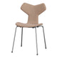 Fritz Hansen 3130 Grand Prix Dining Chair Upholstered in Canvas Sand with chrome legs — packshot