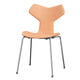 Fritz Hansen 3130 Grand Prix Dining Chair Upholstered in Natural leather with chrome legs — packshot