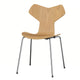 Fritz Hansen 3130 Grand Prix Dining Chair in Oak veneer with chrome legs — packshot