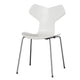  Fritz Hansen 3130 Grand Prix Dining Chair in White coloured veneer with chrome legs — packshot