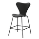  Fritz Hansen 3187 Series 7 Counter Stool Front Upholstered Essential Leather in Black, Black Ash Shell, Black Base — packshot
