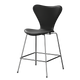 Fritz Hansen 3187 Series 7 Counter Stool Front Upholstered Essential Leather in Black, Black Ash Shell, Chrome Base — packshot