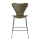 Fritz Hansen 3187 Series 7 Counter Stool Front Upholstered Essential Leather in Moss Green, Oak Shell, Chrome Base — packshot