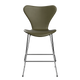 Fritz Hansen 3187 Series 7 Counter Stool Fully Upholstered Essential Leather in Moss Green, Chrome Base — packshot