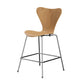 Fritz Hansen 3187 Series 7 Counter Stool in Lacquered Veneer Oak with Chrome Base — packshot