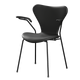 Fritz Hansen 3207 Series 7 Armchair Fully Upholstered Essential Leather in Black, Black Base — packshot