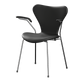 Fritz Hansen 3207 Series 7 Armchair Fully Upholstered Essential Leather in Black, Chrome Base — packshot