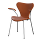 Fritz Hansen 3207 Series 7 Armchair Fully Upholstered Essential Leather in Walnut, Chrome Base — packshot