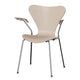 Fritz Hansen 3207 Series 7 Dining Armchair in Light Beige coloured veneer with chrome base — packshot