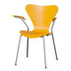 Fritz Hansen 3207 Series 7 Dining Armchair in True Yellow coloured veneer with chrome base — packshot