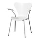 Fritz Hansen 3207 Series 7 Dining Armchair in White coloured veneer with chrome base — packshot
