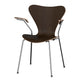 Fritz Hansen 3207 Series 7 Dining Armchair in Dark Stained Oak veneer with chrome base — packshot