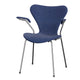 Fritz Hansen 3207 Series 7 Dining Armchair Upholstered in Canvas Washed Blue with chrome base — packshot