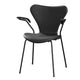 Fritz Hansen 3207 Series 7 Dining Armchair Upholstered in Essential Black leather with black base — packshot