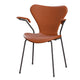Fritz Hansen 3207 Series 7 Dining Armchair Upholstered in Essential Walnut leather with Warm Graphite base — packshot