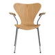 Fritz Hansen 3207 Series 7 Dining Armchair in Oak veneer with chrome base — packshot, front view