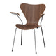 Fritz Hansen 3207 Series 7 Dining Armchair in Walnut veneer with chrome base — packshot