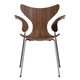 Fritz Hansen 3208 Lily Armchair in Walnut veneer with chrome base — packshot, front view