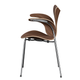Fritz Hansen 3208 Lily Armchair in Walnut veneer with chrome base — packshot, side view