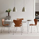  Fritz Hansen Superellipse Extendable Dining Table B619 in Fenix Laminate White — lifestyle, with Series 7 and Caravaggio P2