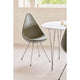Fritz Hansen 3110 Drop Chair in Olive Green with Chrome base — lifestyle, with Table Series B612