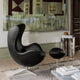 Fritz Hansen 3127 Egg Footstool — lifestyle, living room with Grace Black Egg Lounge Chair and PK63A table