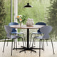 Fritz Hansen 3101 Ant Dining Chair in Lavender Blue — lifestyle, dining room, with Kaiser Idell Pendant and Circular Table
