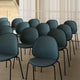 Fritz Hansen N02-10 Recycle Dining Chair Front Upholstered in Dark Blue — lifestyle, rows of chairs