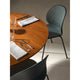 Fritz Hansen N02-10 Recycle Dining Chair Front Upholstered in Dark Blue — lifestyle, with Circular A825 table