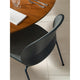 Fritz Hansen N02-10 Recycle Dining Chair Front Upholstered in Dark Blue — lifestyle, rear with Circular A825 table