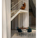 Fritz Hansen N02-10 Recycle Dining Chair Front Upholstered — lifestyle, with Circular A825 table and Egg chair