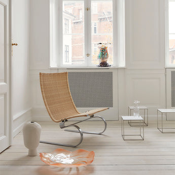 Fritz Hansen PK20 Easy Chair Wicker — lifestyle, with PK71 in White