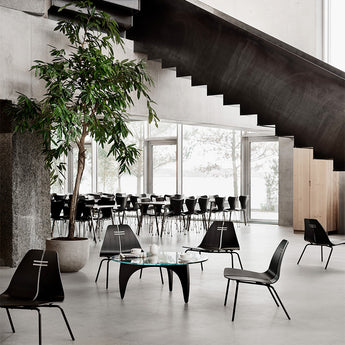 Fritz Hansen PK23 Lounge Chair Ash Black lifestyle with PK60 and Series 7