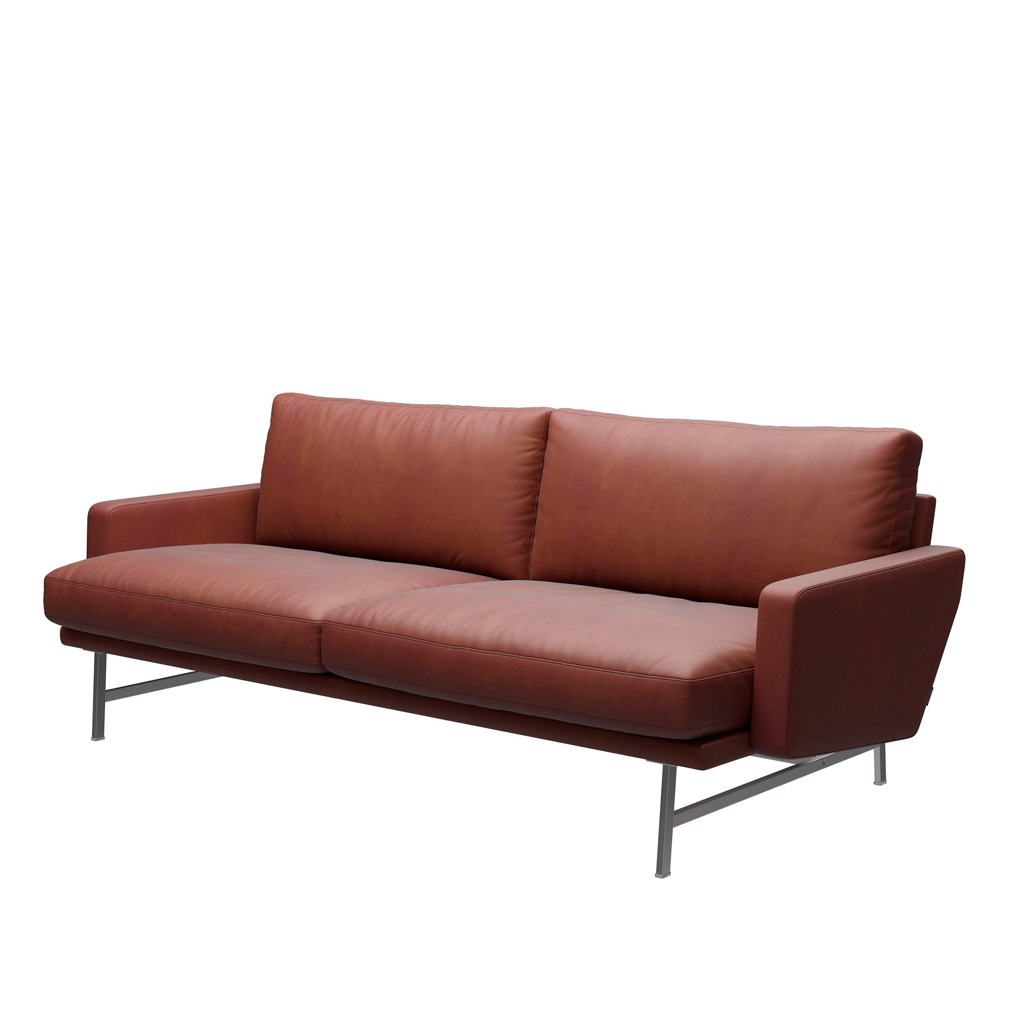 Fritz Hansen PL112 Lissoni 2 Seat Sofa in Grace Leather Chestnut — packshot, detail