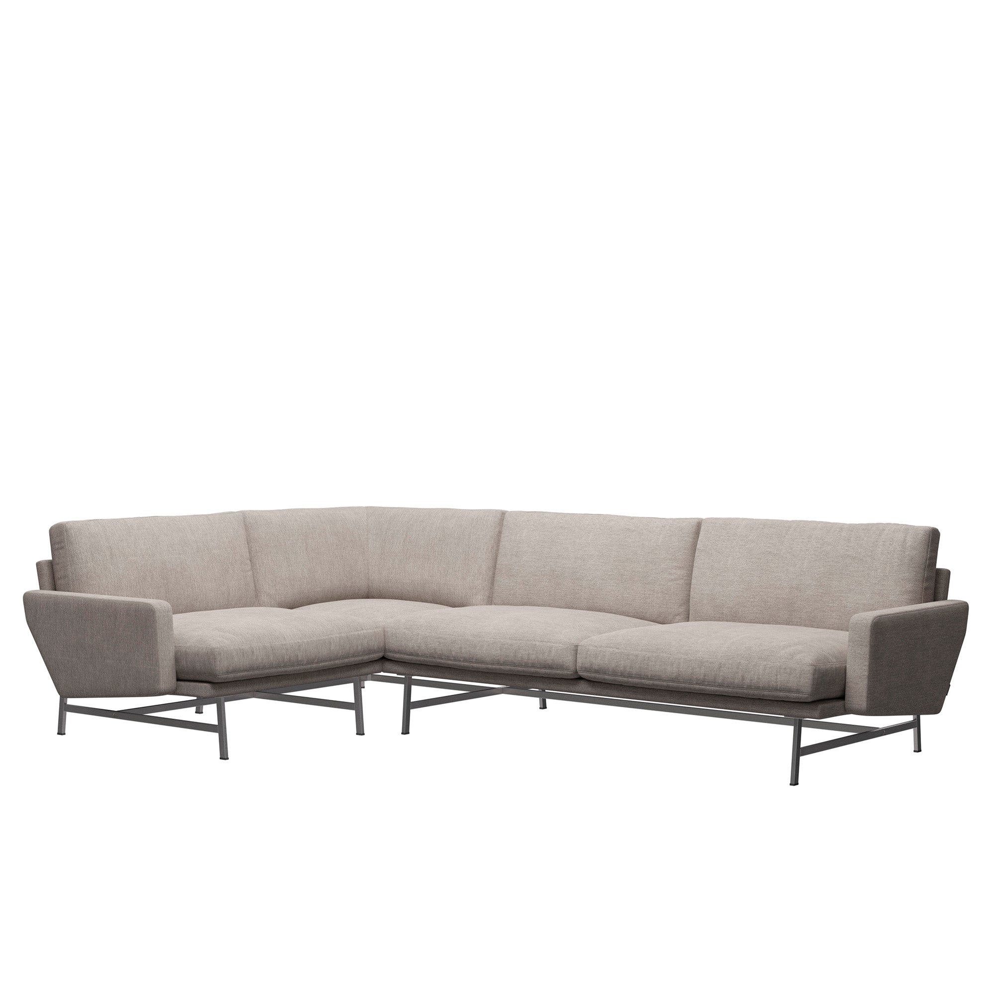 Fritz Hansen PL114 Lissoni 4 Seater Corner Sofa in Light Grey Clay, left-facing — packshot