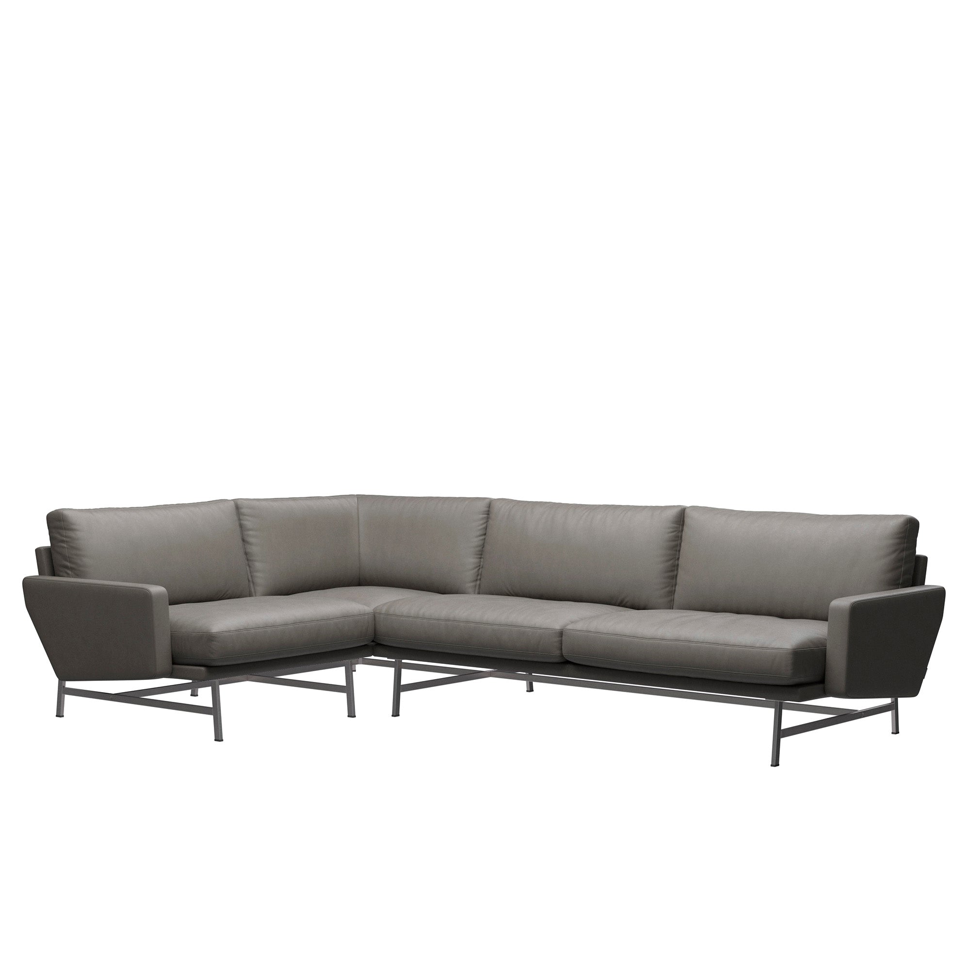 Fritz Hansen PL114 Lissoni 4 Seater Corner Sofa in Lava Essential Leather, left-facing — packshot