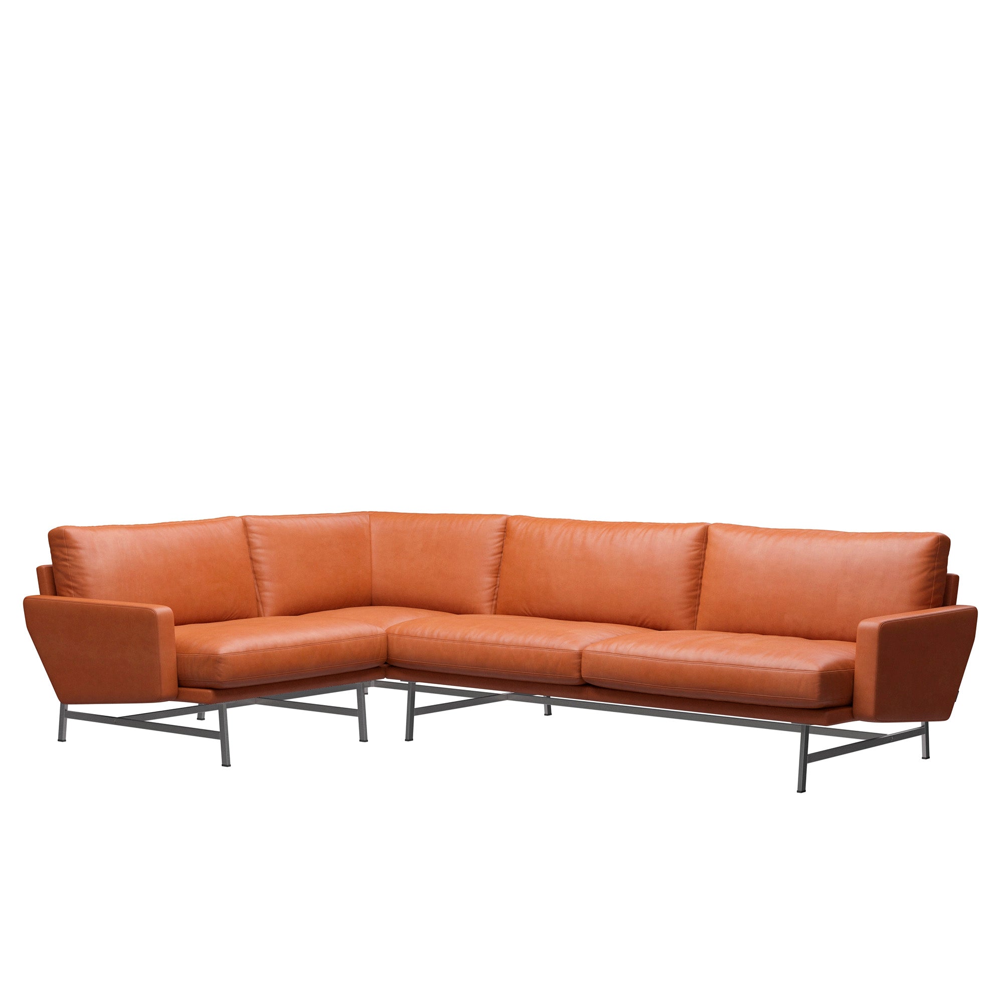 Fritz Hansen PL114 Lissoni 4 Seater Corner Sofa in Walnut Grace Leather, left-facing — packshot