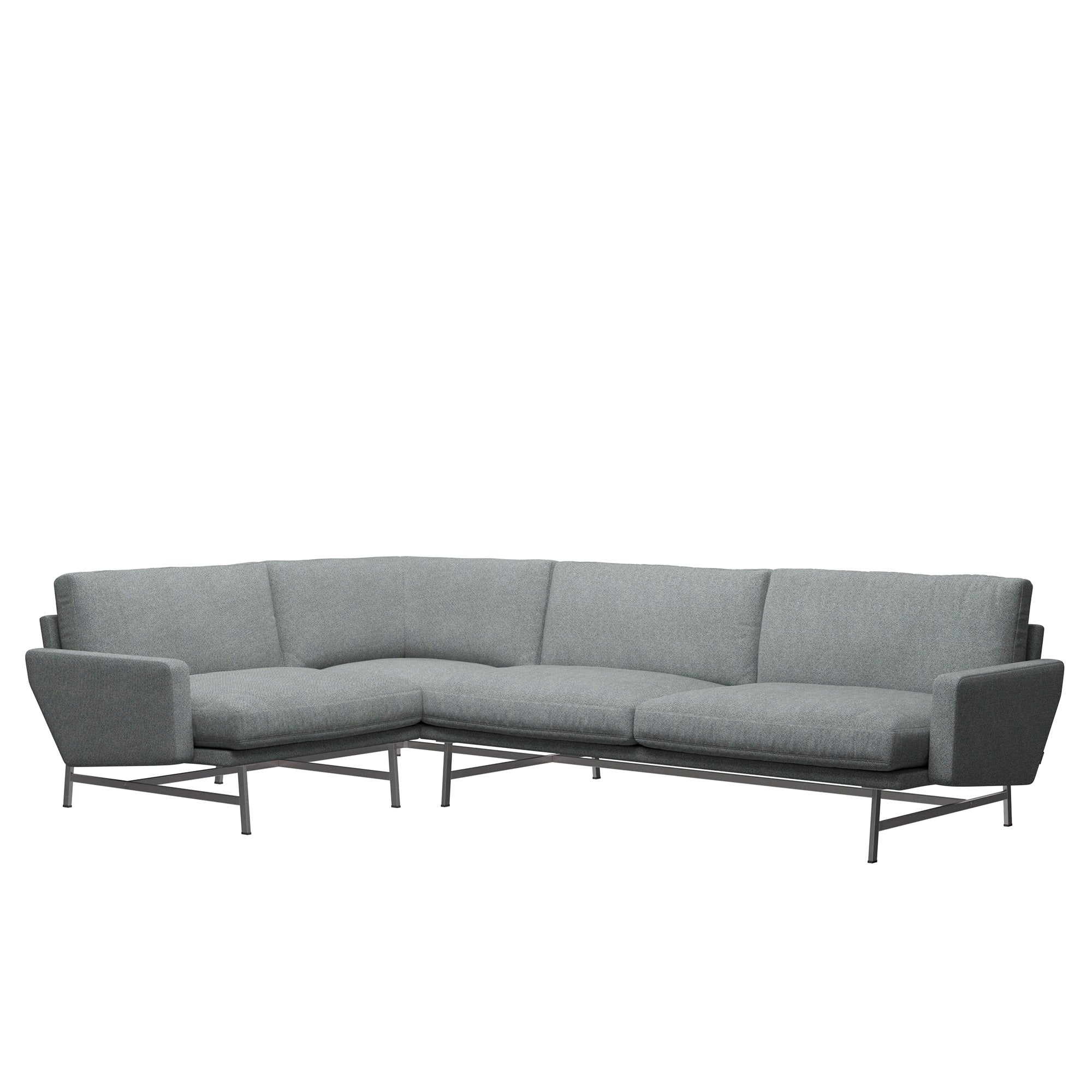 Fritz Hansen PL114 Lissoni 4 Seater Corner Sofa in White/Black Hallingdal 65, left-facing — packshot