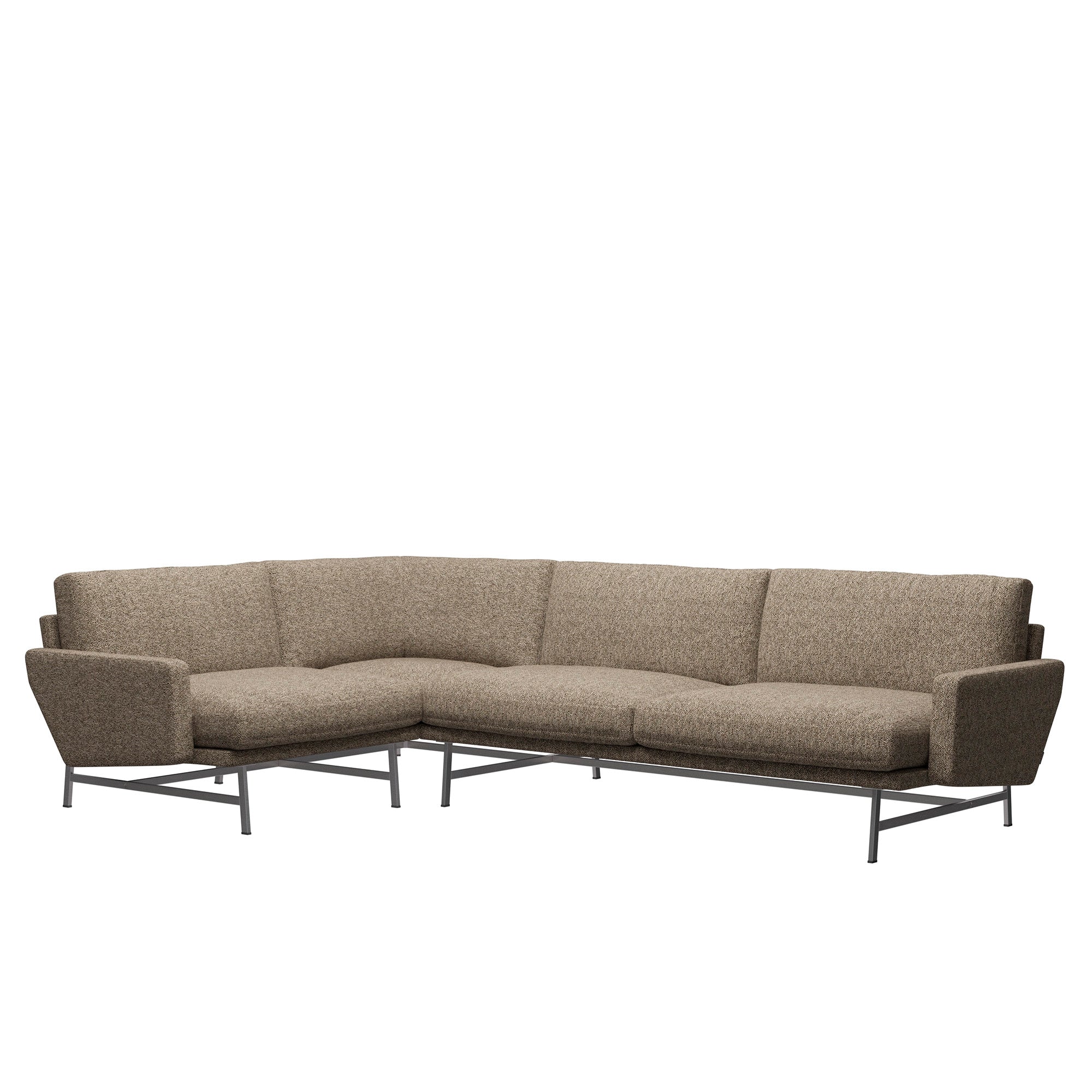 Fritz Hansen PL114 Lissoni 4 Seater Corner Sofa in Clay Moss, left-facing — packshot