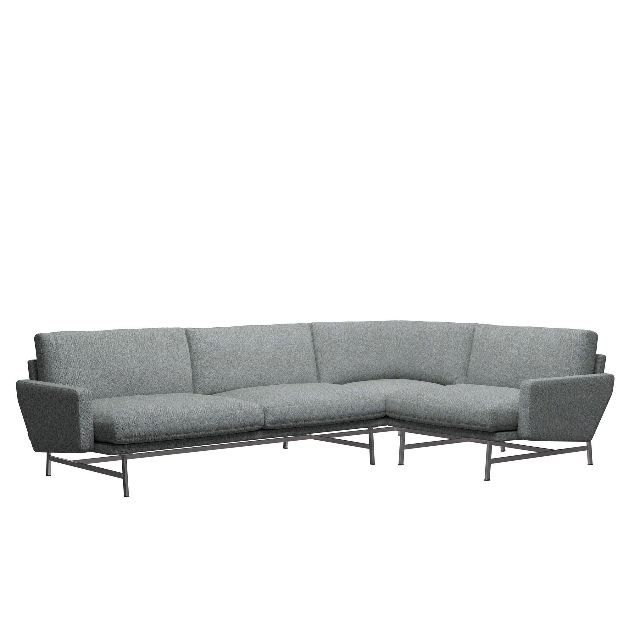 Fritz Hansen PL114 Lissoni 4 Seater Corner Sofa in White/Black Hallingdal 65, right-facing — packshot