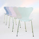 Fritz Hansen Series 7 3107 7:14 AM family row Green Violet Blue Pink Beige Rainbow base