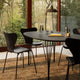 Fritz Hansen Superellipse Dining Table — lifestyle, dining room with black Series 7 chairs and Kaiser idell pendant
