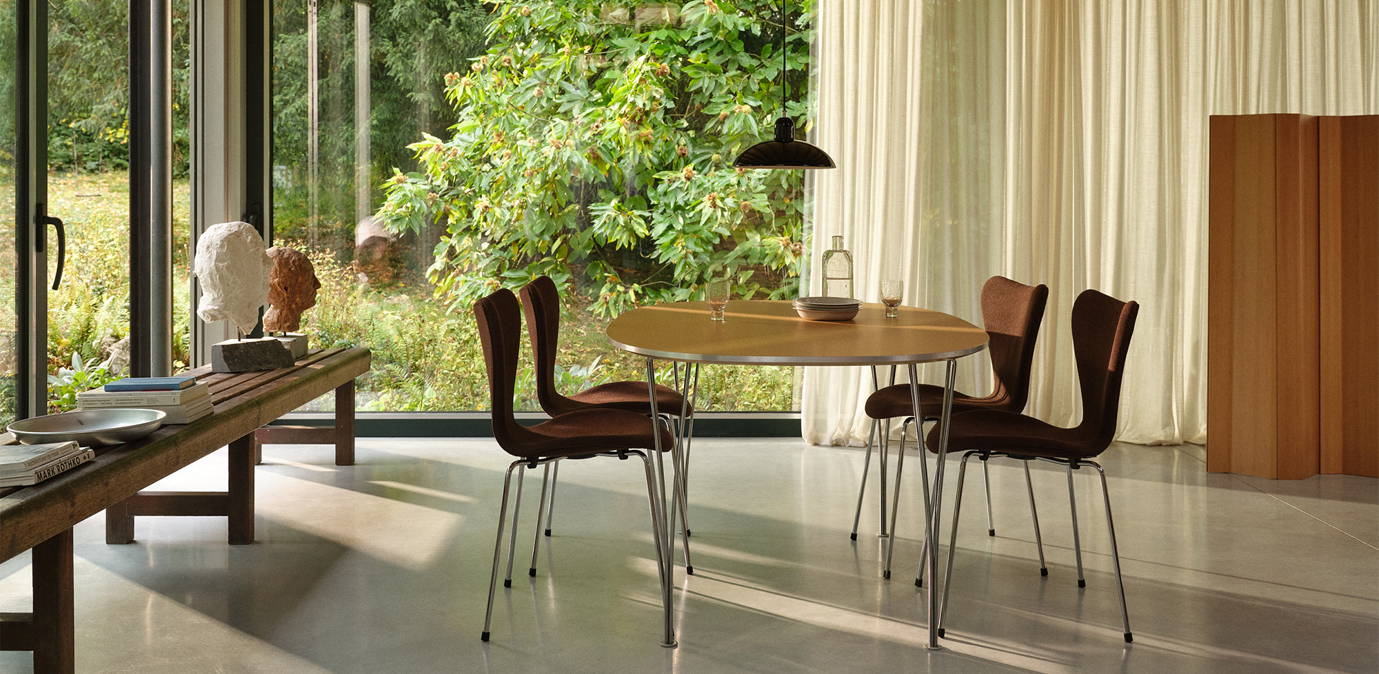 Fritz Hansen Series 7 Chair and Superellipse Table — homepage carousel