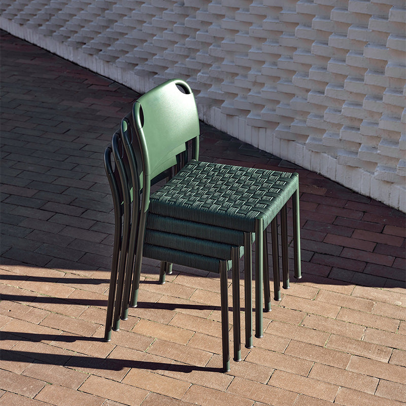 Fritz Hansen Vind Outdoor Dining Chair in Hunter Green — lifestyle stacked view 2