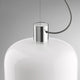 Flos Bellhop Glass S1 Pendant Light in Bright Aluminium — studio detail, top view