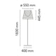 Flos KTribe F3 Floor Light — dimensions