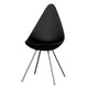 Fritz Hansen 3110 Drop Chair Plastic in Black with Chrome base — packshot