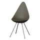 Fritz Hansen 3110 Drop Chair Plastic in Olive Green with Chrome base — packshot
