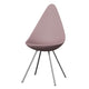 Fritz Hansen 3110 Drop Chair Plastic in Pale Rose with Chrome base — packshot