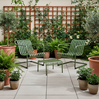 HAY Palissade Cantilever Outdoor Lounge Chair Bundle Olive Green